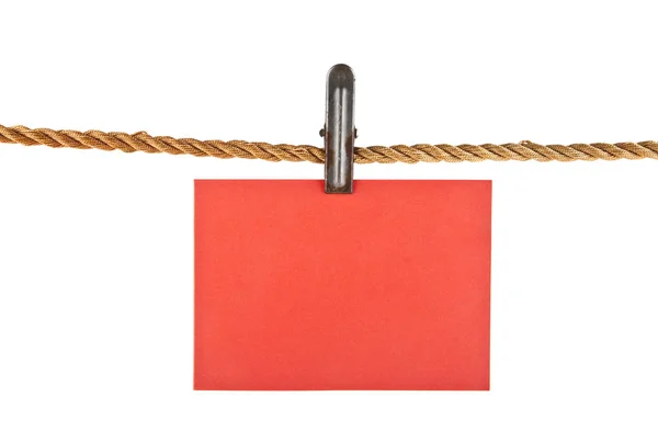 Corda de papel vermelho isolado no fundo branco closeup — Fotografia de Stock