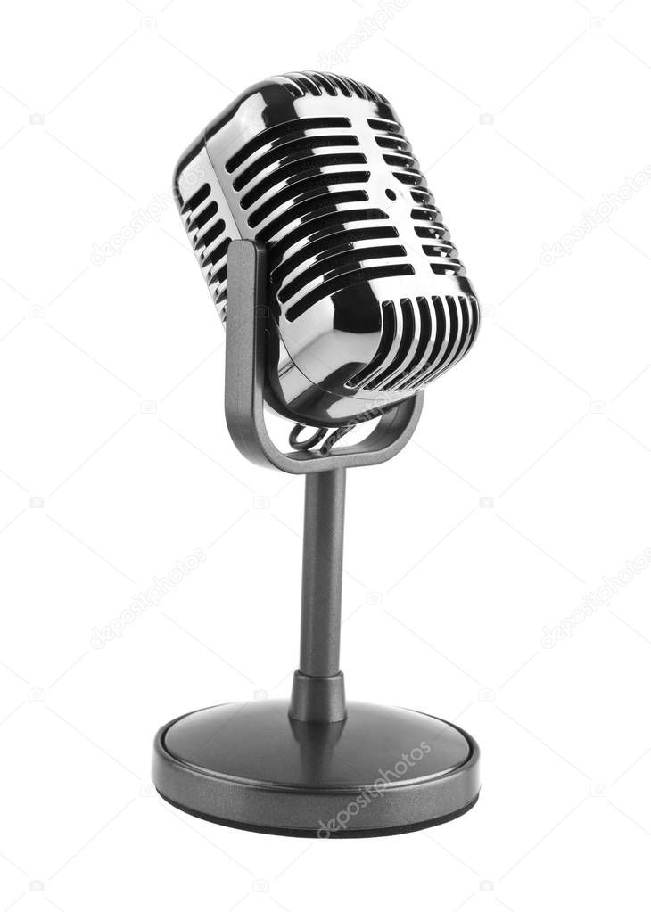 old microphone isolated on white background