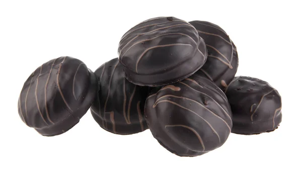 Schokoladenbonbons isoliert auf weißem Hintergrund Nahaufnahme — Stockfoto