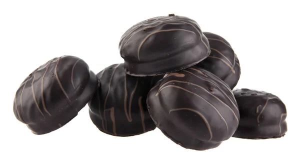 Schokoladenbonbons isoliert auf weißem Hintergrund Nahaufnahme — Stockfoto