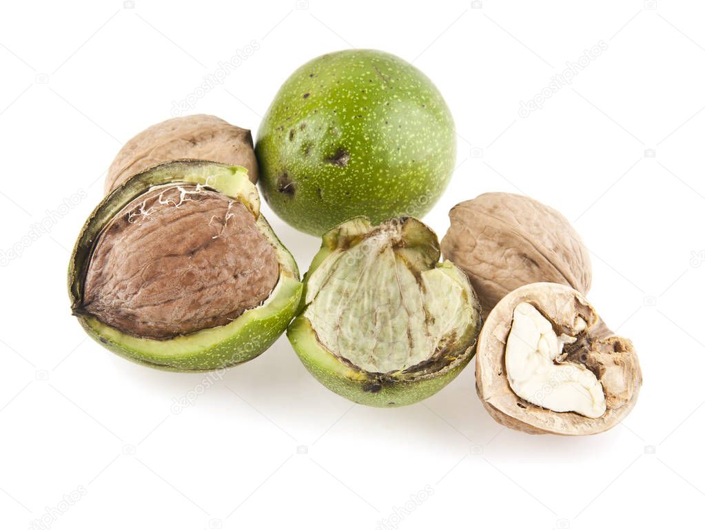 walnuts isolated on white background closeup