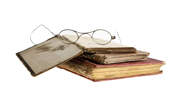 Sehr altes Buch und Brille — Stockfoto