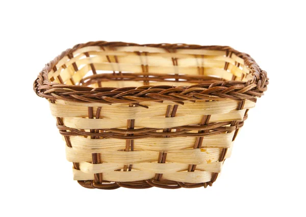 Wicker basket isolated on white background closeup — Stock Photo, Image
