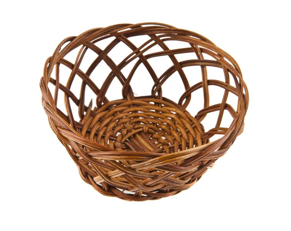 Wicker basket isolated on white background closeup — Stock Photo, Image