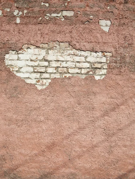 Arrière-plan de vieux mur de briques sales vintage avec du plâtre pelant — Photo
