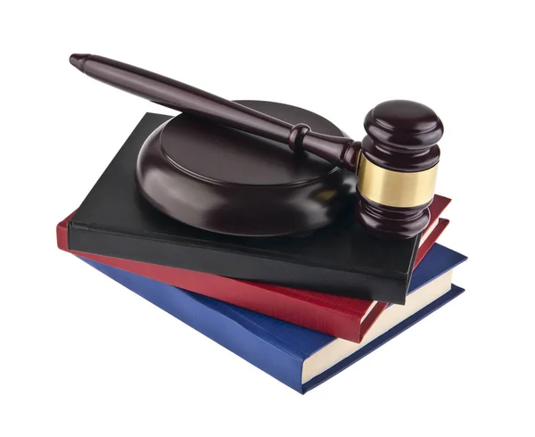 Wooden gavel and books — Stock Photo, Image