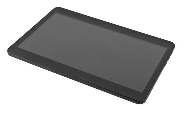 Black tablet PC isolated on white background closeup