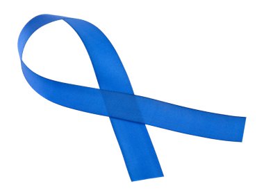 Beyaz arkaplanda mavi kurdele izole edildi 