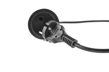 Beyaz arkaplanda izole edilmiş elektrik kablosu