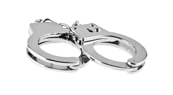 Metal handcuffs isolated on white background — Stock Photo, Image