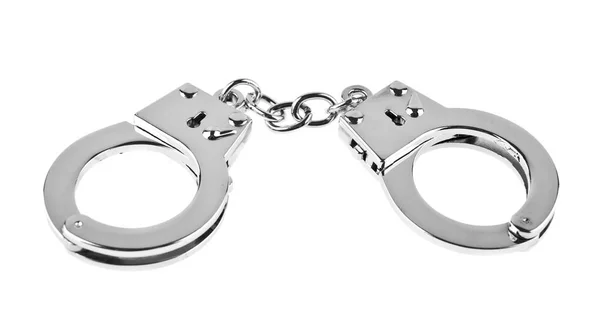 Metal handcuffs isolated on white background — Stock Photo, Image