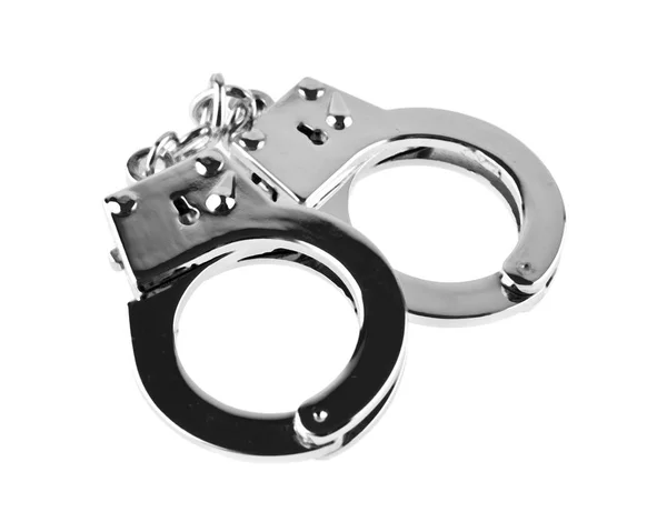 Metal handcuffs isolated on white background — Stock Photo, Image