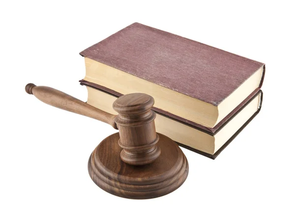 Wooden gavel and books — Stock Photo, Image