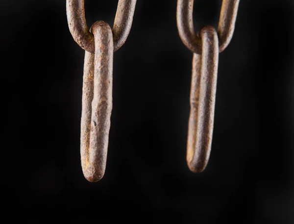 Chain isolated on black background closeup — Stock Photo, Image