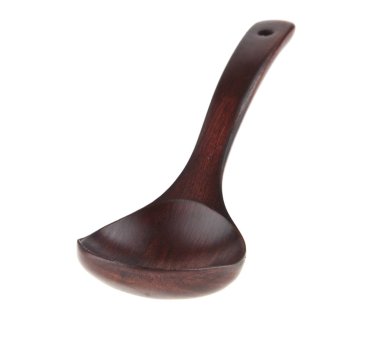 Beyaz arkaplanda tahta kaşık 