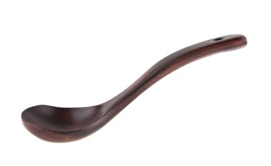 Beyaz arkaplanda tahta kaşık 