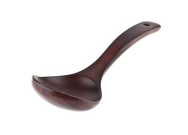 Beyaz arkaplanda tahta kaşık 