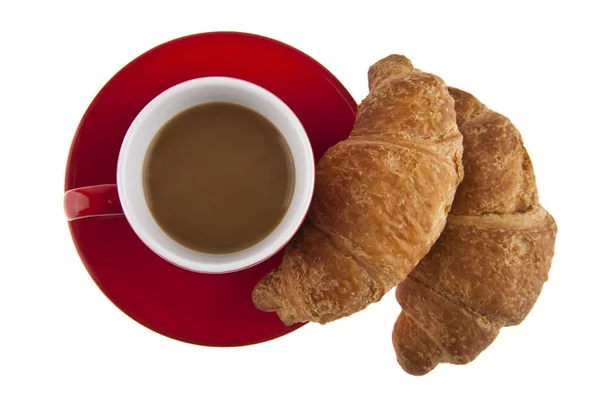 Café rouge Coupe et croissant — Photo