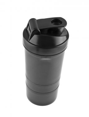 Siyah su şişesi, spor, beyaz arka plan üzerinde izole turizm