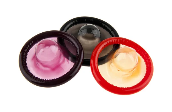 Preservativos sobre fundo branco — Fotografia de Stock