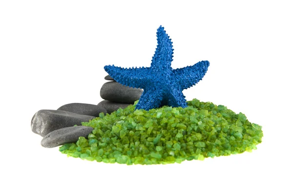 Piedras, estrellas de mar y sal marina verde —  Fotos de Stock