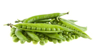 beyaz zemin üzerine yeşil bezelye