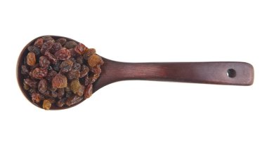 içinde bir tahta kaşık kuru üzüm