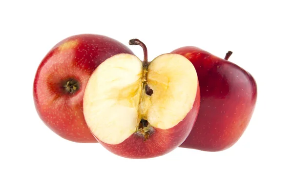 Červená jablka na bílém pozadí — Stock fotografie