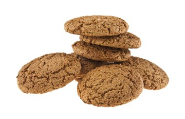 Beyaz arkaplanda yulaf ezmesi kurabiyeleri