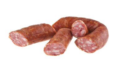 beyaz arkaplanda sosis