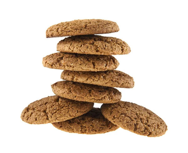 Beyaz arkaplanda yulaf ezmesi kurabiyeleri — Stok fotoğraf