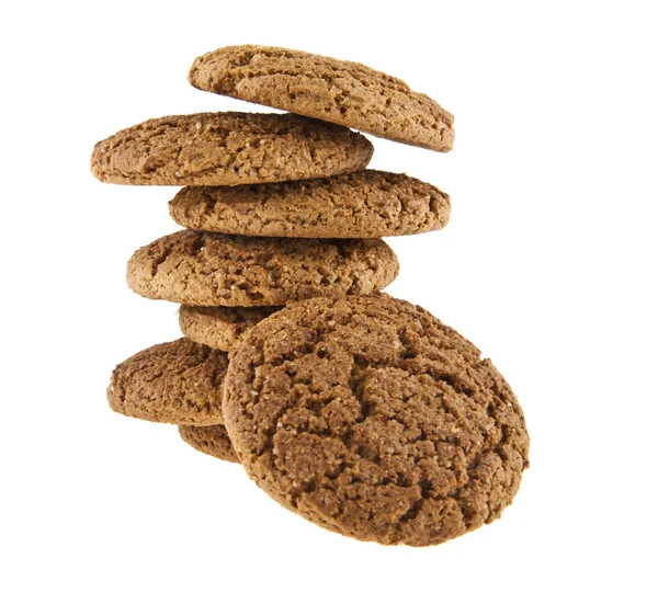 Havregryn cookies på vit bakgrund — Stockfoto