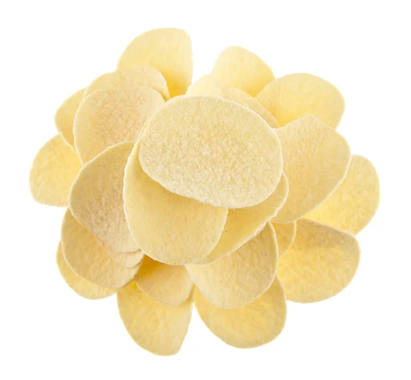 Potatis chips på vit bakgrund — Stockfoto