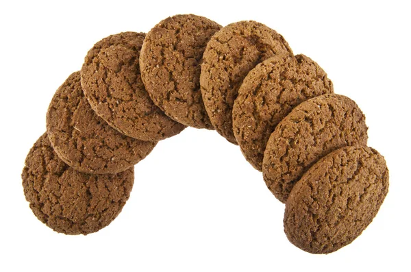 Beyaz arkaplanda yulaf ezmesi kurabiyeleri — Stok fotoğraf