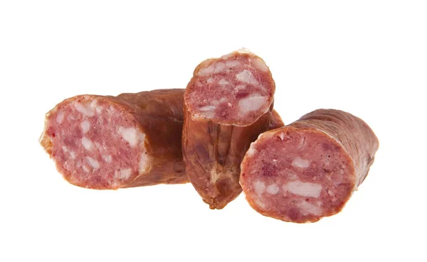 Salsiccia su sfondo bianco — Foto Stock