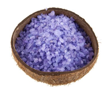 Beyaz arka plan üzerinde izole Hindistan cevizi deniz tuzu