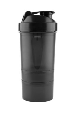 Beyaz arka plan üzerinde izole siyah spor şişe