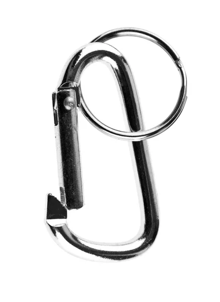 금속 carabiner 흰색 배경 클로즈업에 고립 — 스톡 사진