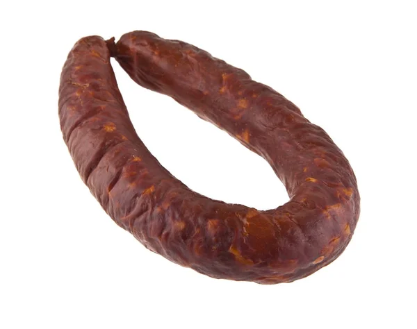 Saucisse isolée sur fond blanc gros plan — Photo