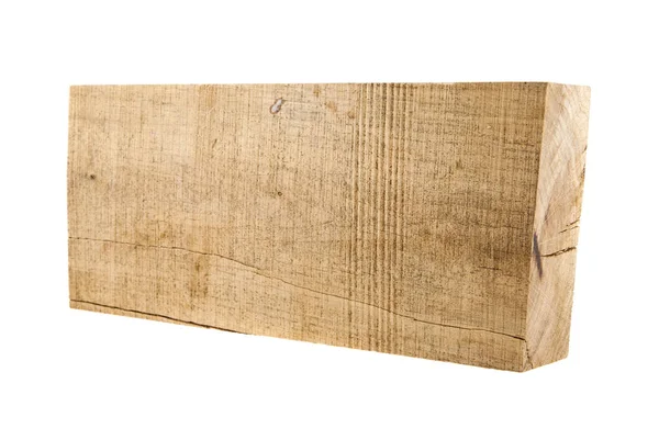 Placa de madeira isolada no fundo branco close-up — Fotografia de Stock