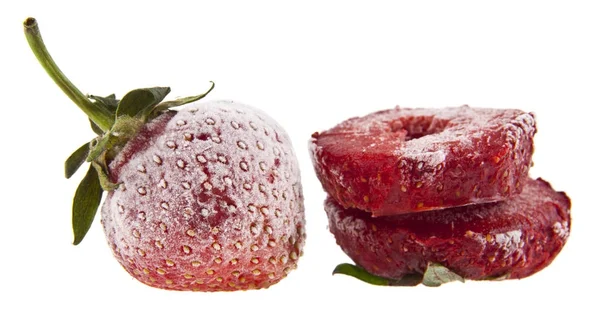 Frozen strawberries isolated on white background — Stock Photo, Image