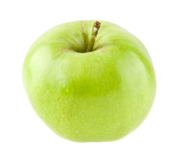 Зелене яблуко ізольоване на білому фоні крупним планом — стокове фото