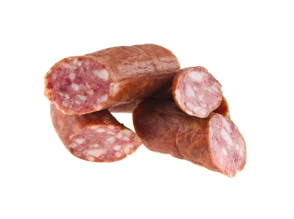 Sausage with lard isolated on white background — Stock Photo, Image