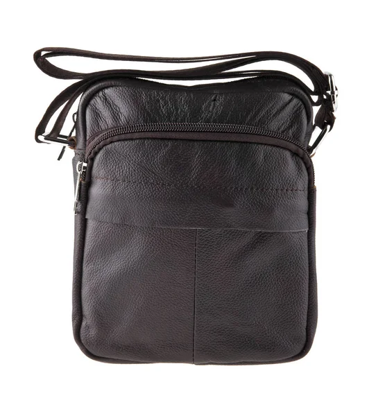 Beyaz arka plan yakın çekim izole kahverengi çanta