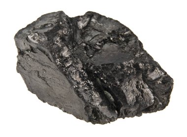 Beyaz arkaplanda izole edilmiş kömür yakın plan