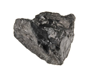 Beyaz arkaplanda izole edilmiş kömür yakın plan
