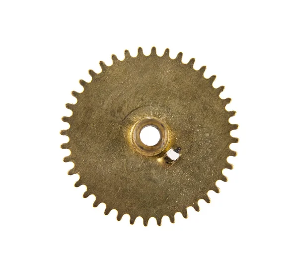 Gears for a clock isolated on a white background close-up — Stock Photo, Image