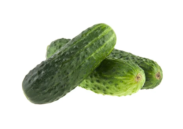 Fresh green cucumber isolated on white background closeup — Stock Photo, Image
