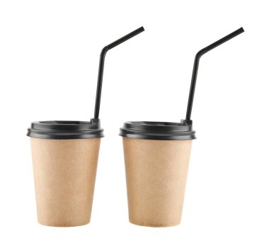 kağıt bardak beyaz arka plan yakın çekim izole içecekler için