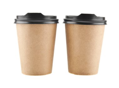 kağıt bardak beyaz arka plan yakın çekim izole kahve için